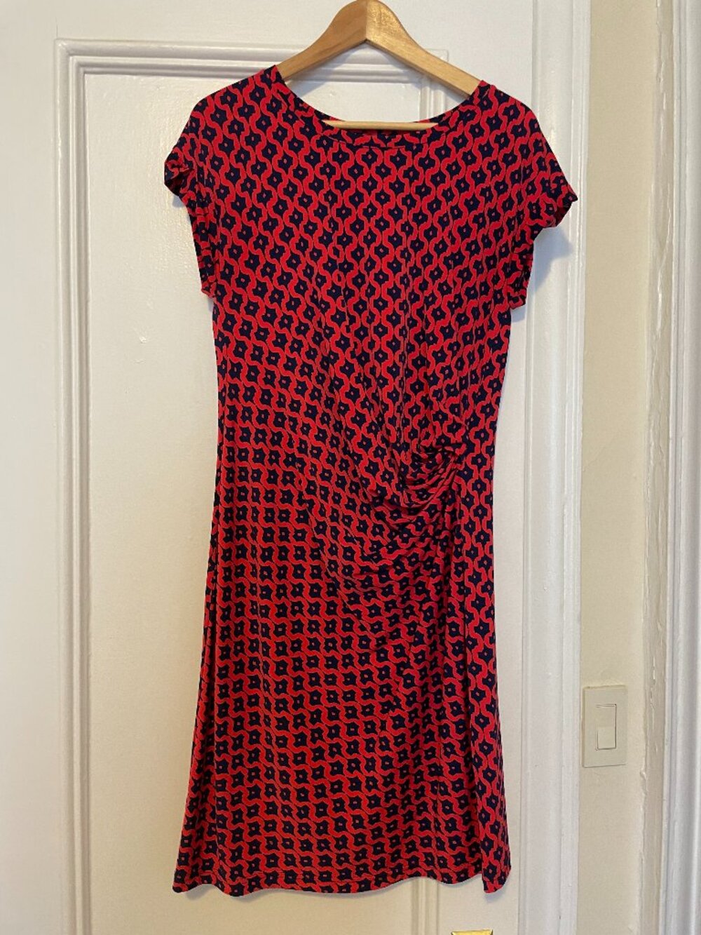Banana Republic Knot-Waist Blue and Red Dress, Size M